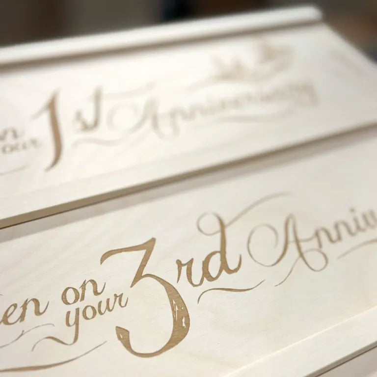 Love Birds Anniversary Wine Box Engraving Detail 2