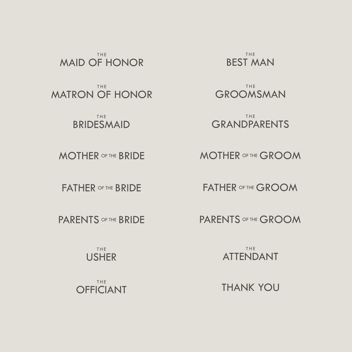 Wedding Party Classic - Wine Box - Title Selections