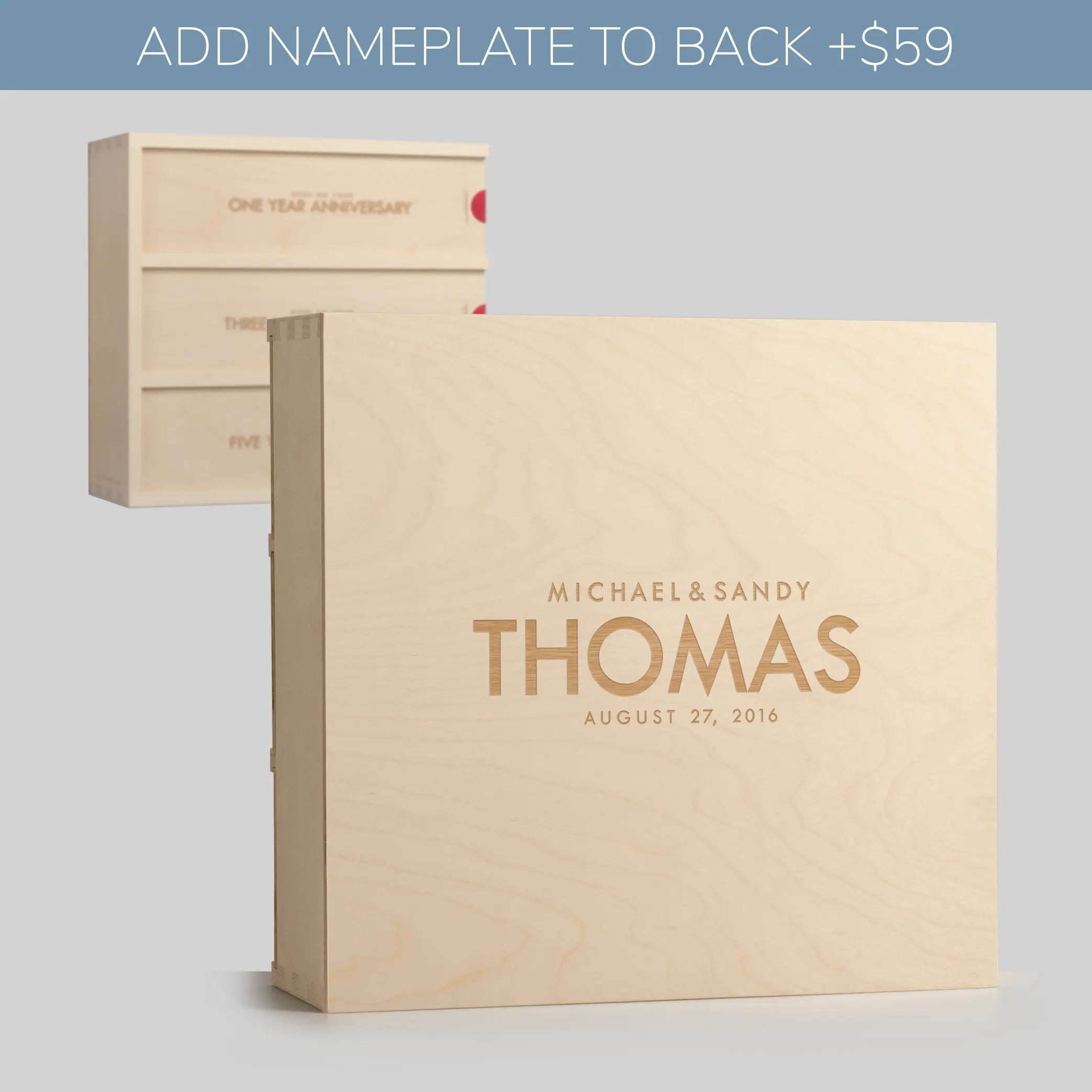 Names engraved on back of Anniversary Wine Box