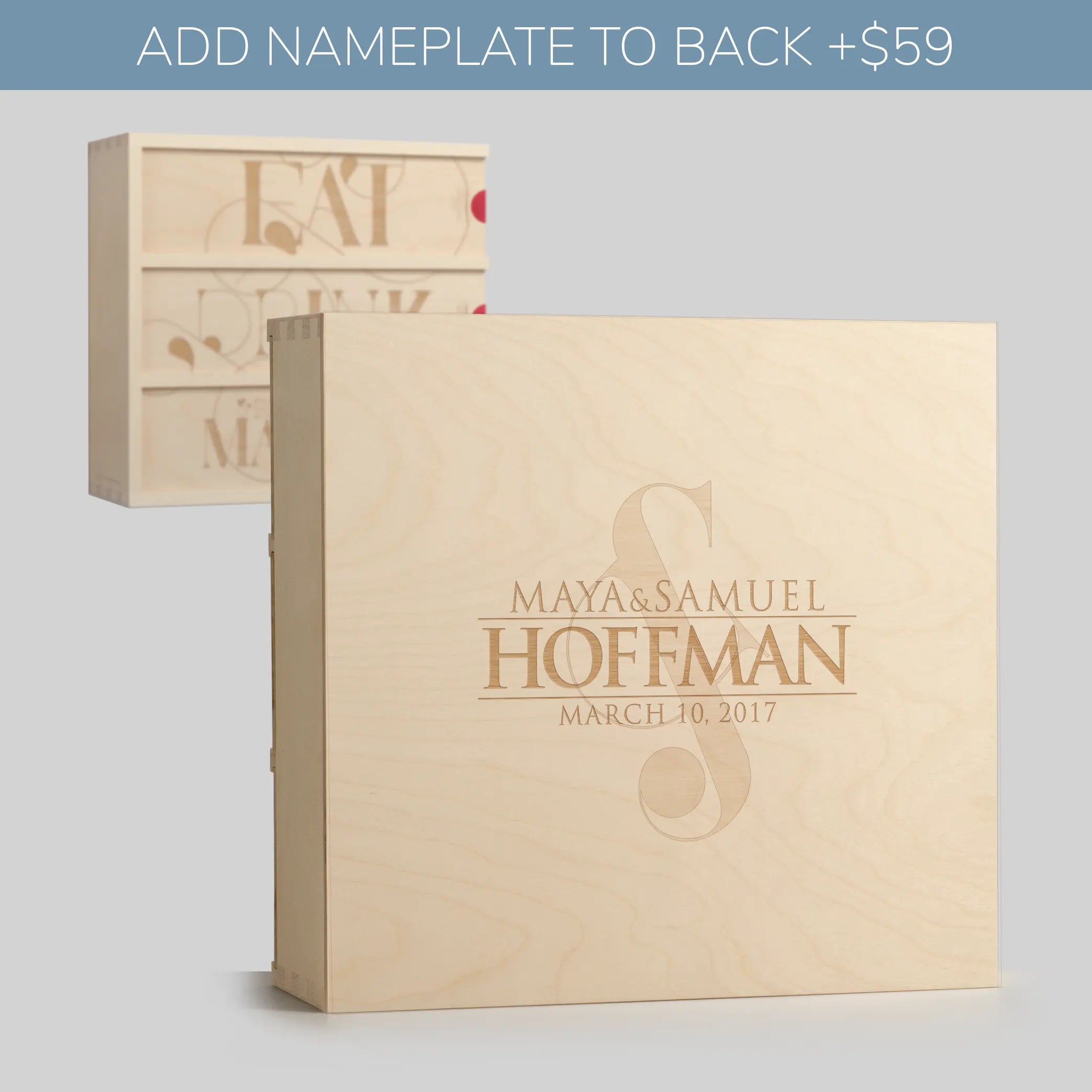 Names engraved on back of Anniversary Wine Box