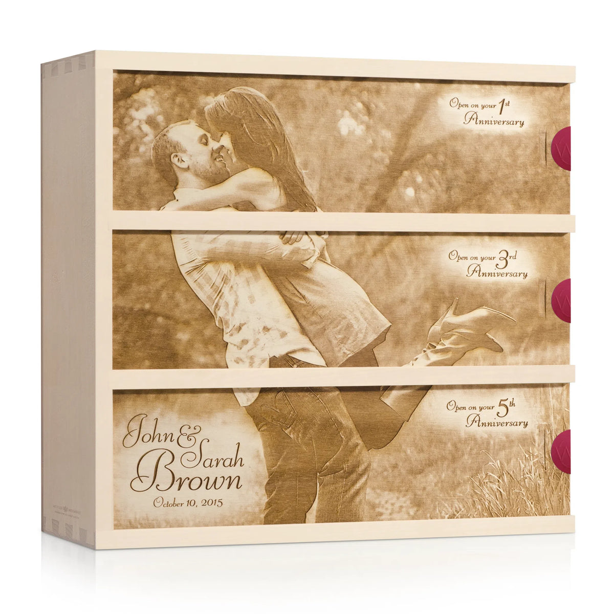 Elegant Couple Engraved Wedding Wood Wine Box, Wedding Gifts