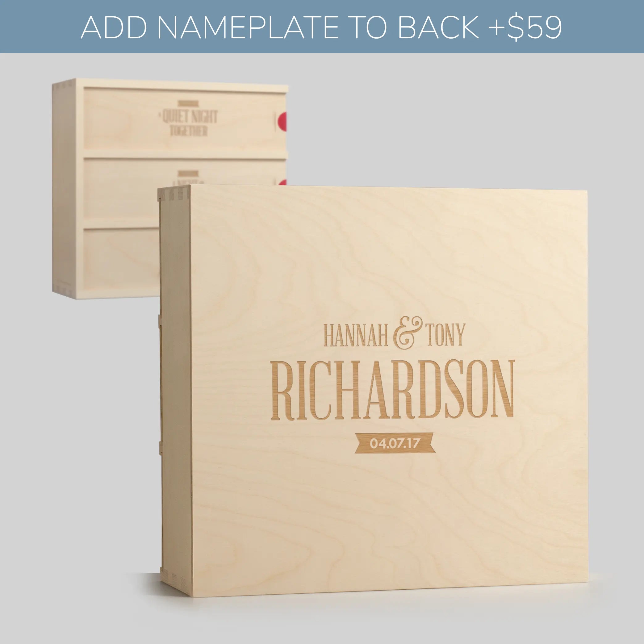 Names engraved on back of Anniversary Wine Box