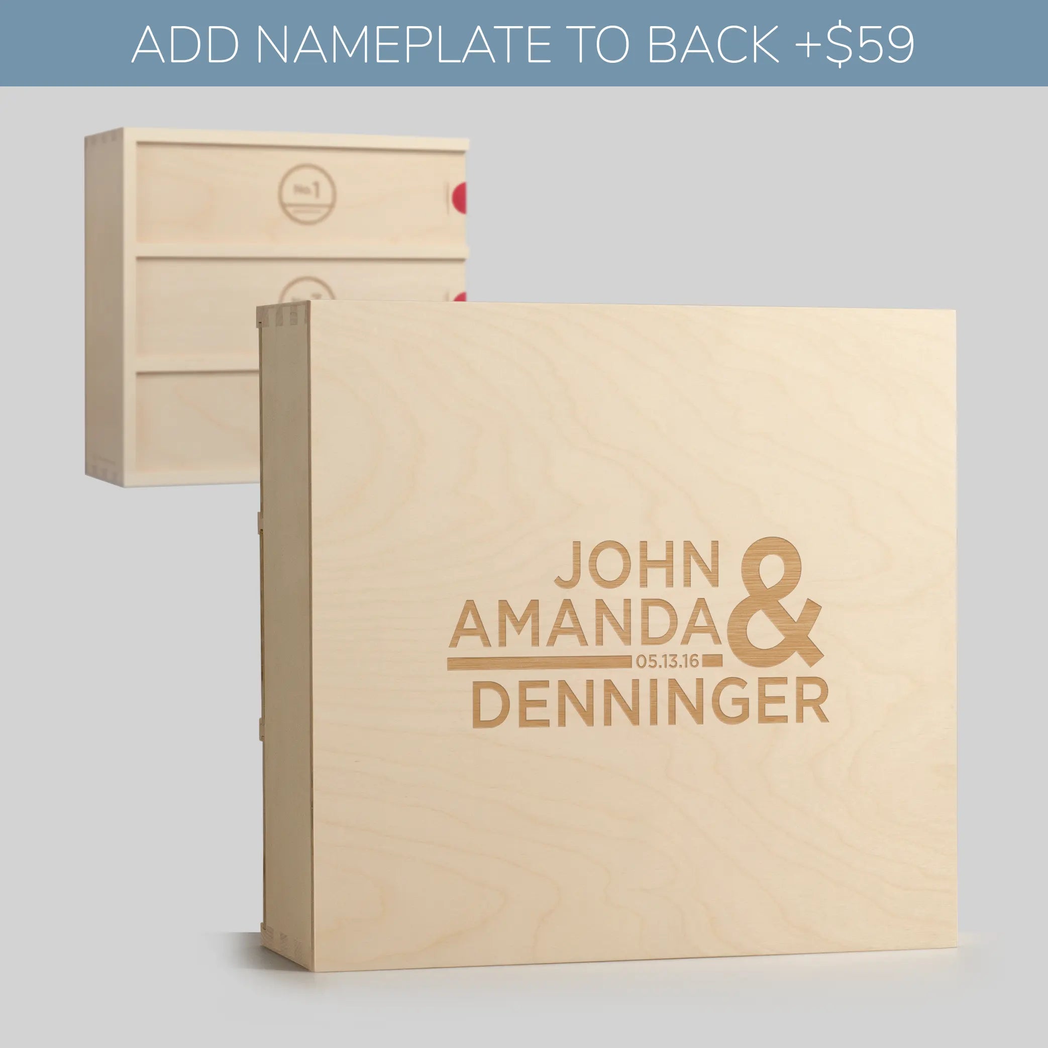 Names engraved on back of Anniversary Wine Box