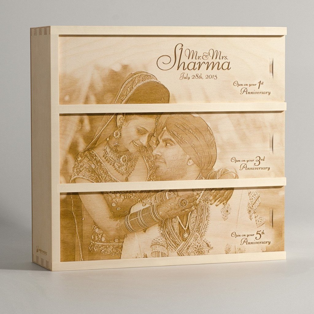 Photo Anniversary Wine Box - by WineforaWedding