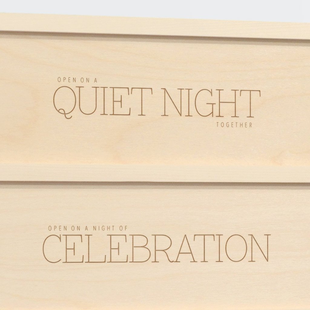 Three Nights Chic Wedding Wine Box Detail