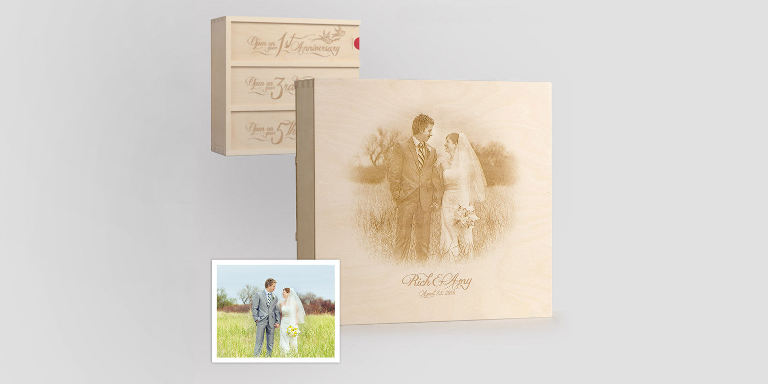Engrave the couple's photo on the back