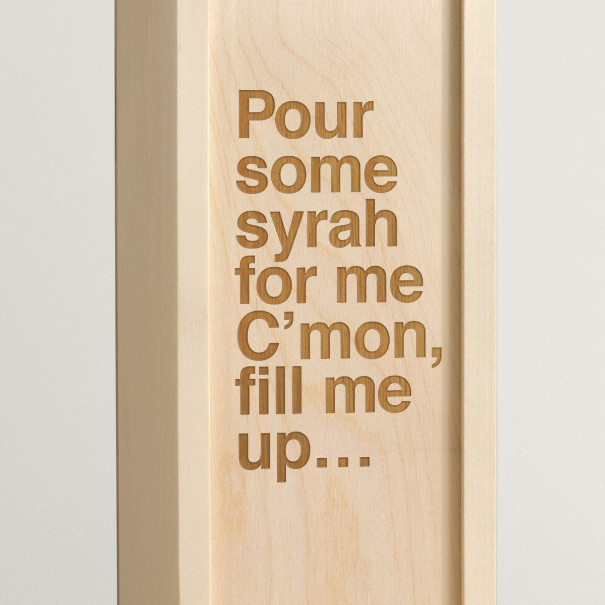 Pour Some Syrah - Rock Lyrics Wine Box - closeup